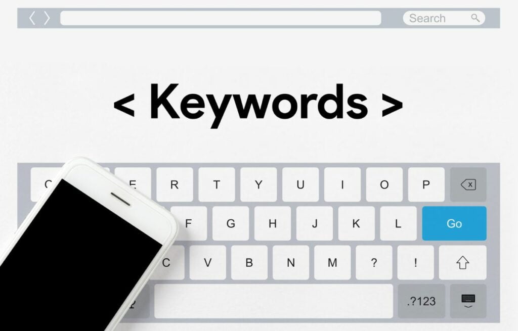 Keywords tag, phone and keyboard